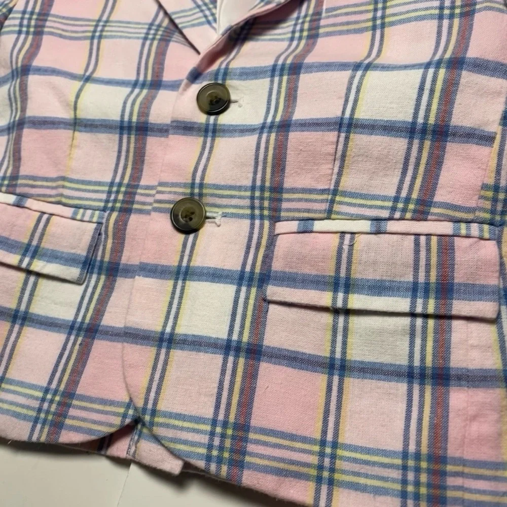 Janie and Jack Pink Blue Pastel Linen Blazer Little Boy Toddler size 18-24 Month